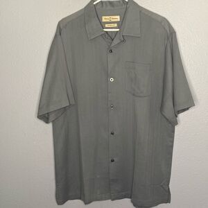 Tommy Bahama Gray Green Button Up Soft Shirt Size Large